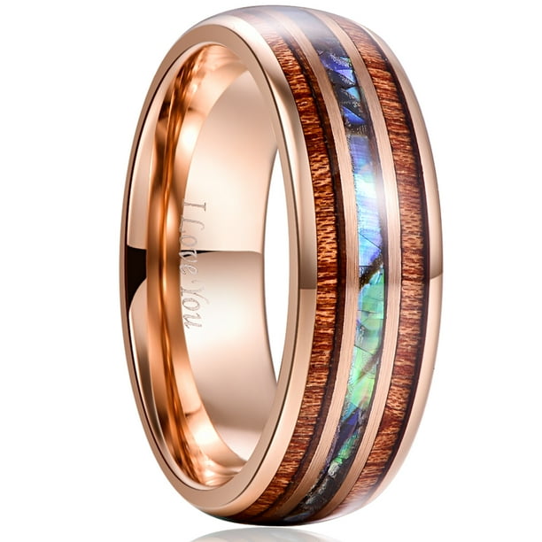 8mm Tungsten Genuine Hawaiian Koa Wood Paua Abalone Comfort Fit Dome Ring #4 8mm Tungsten Genuine Hawaiian Koa Wood Paua Abalone Comfort Fit Dome Ring #4